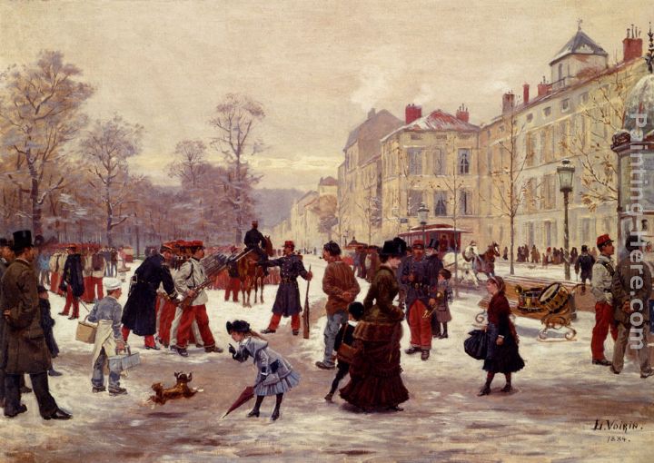 A Winter's Day painting - Leon Joseph Voirin A Winter's Day art painting